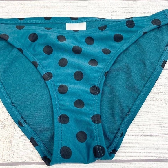 NEW Xhilaration Deep Turquoise and Black polka dot Bikini Bottom XS - Picture 2 of 8